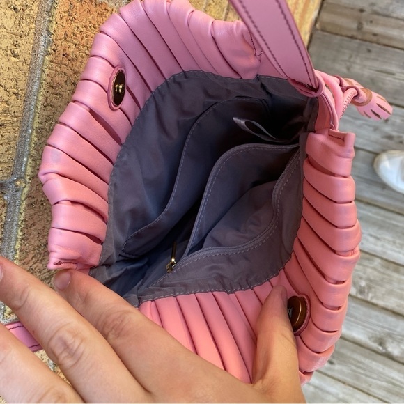 Fossil Rayna Drawstring Crossbody Bag Pink Tassel Bag - Picture 10 of 13